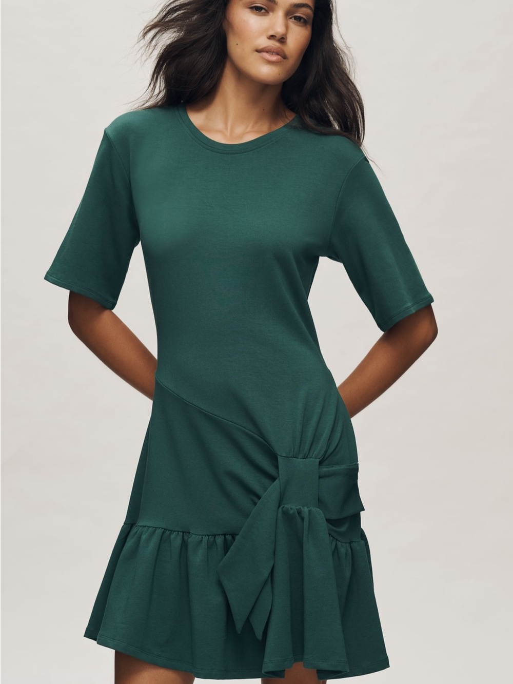 NWT Anthropologie Knot-Front Short Dress in Forest Green